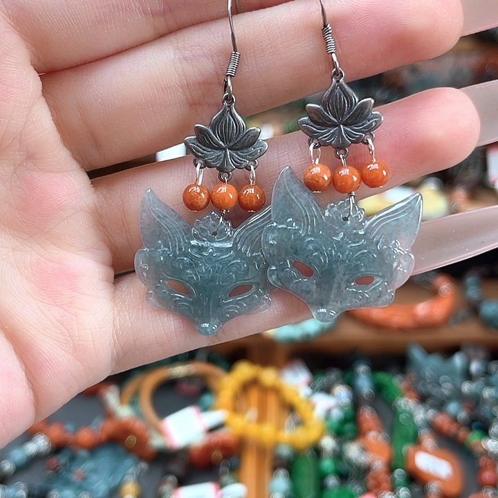 翡翠未镶嵌耳饰饰品