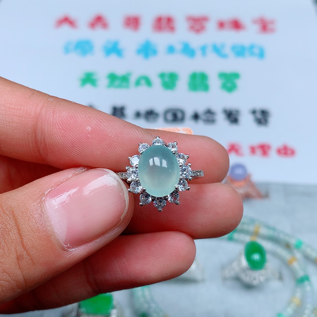 翡翠银S925镶嵌戒指128号