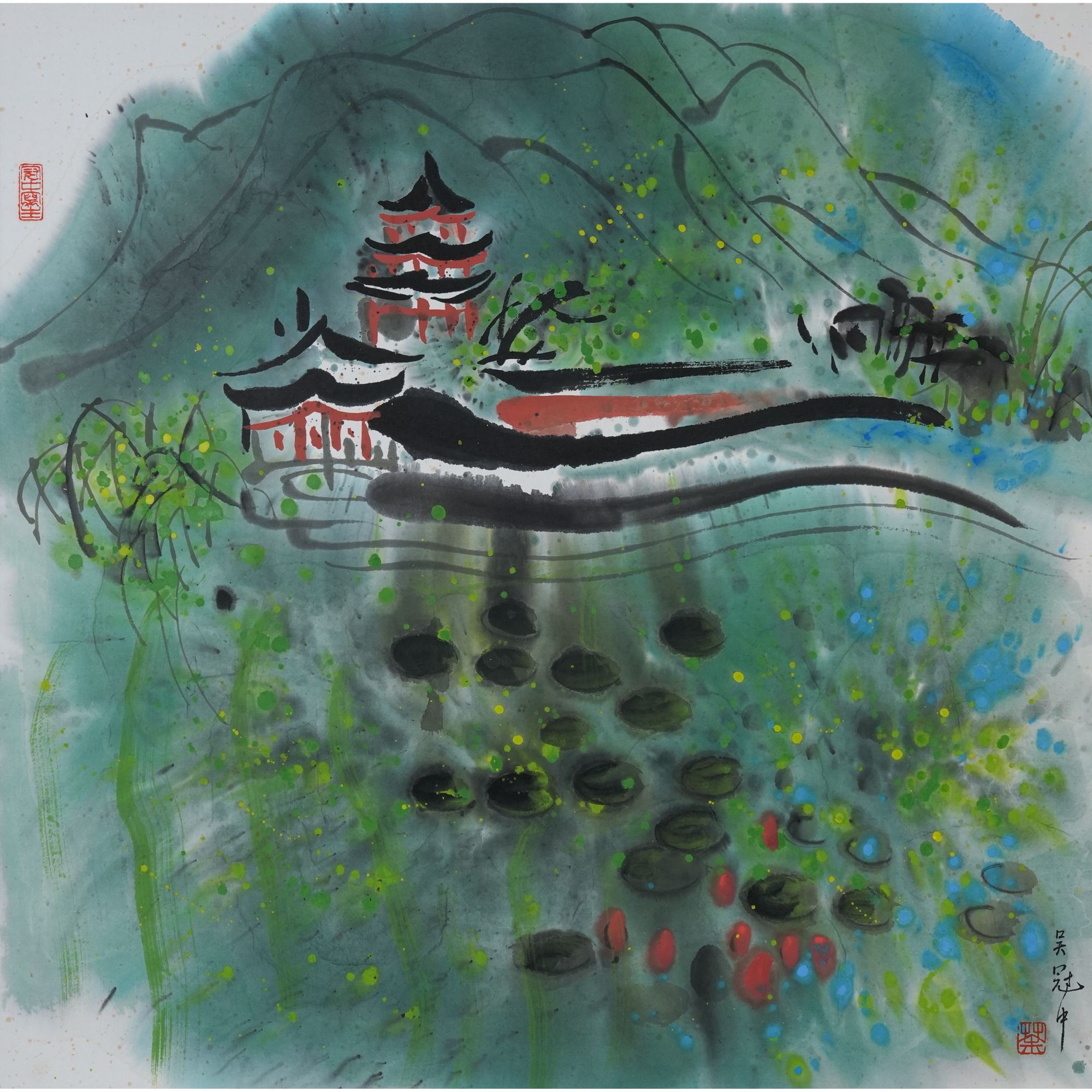 吴老款《江南一亭》67.5×67.5cmHY01786