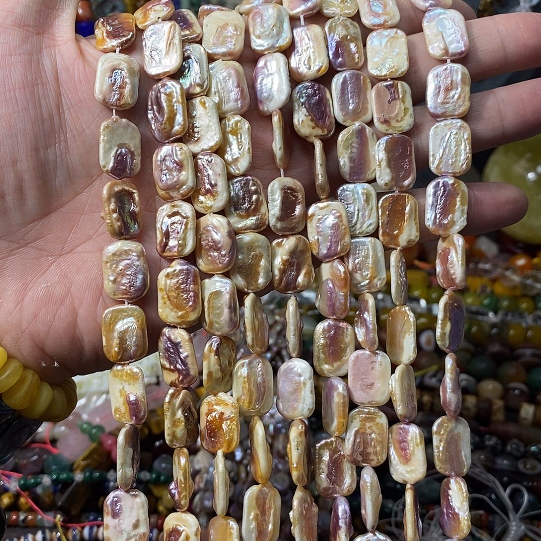 石英质玉未镶嵌，天然淡水珍，珠巴洛克12×16mm，