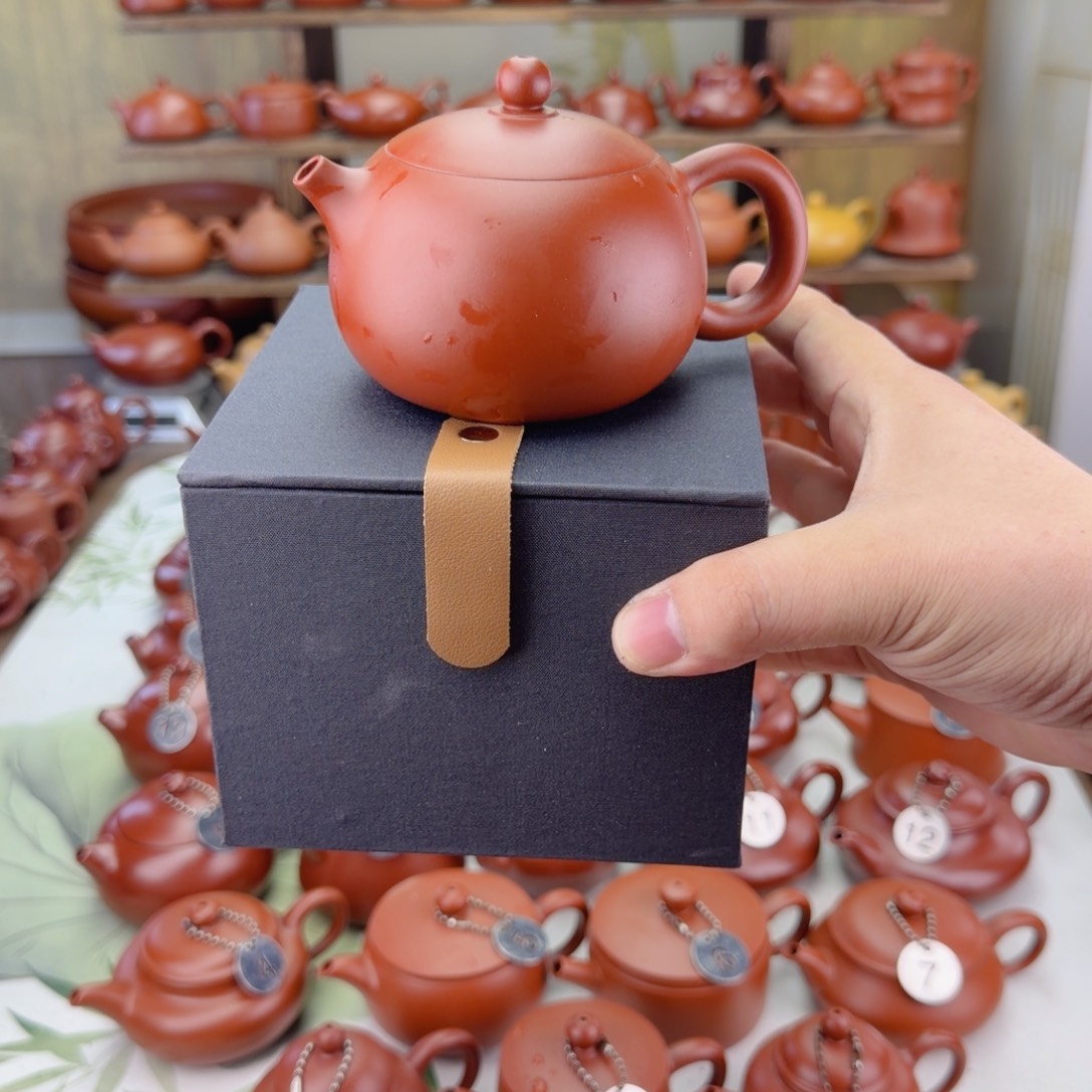 无***对紫砂茶壶220cc素面章老师内嵌西施壶