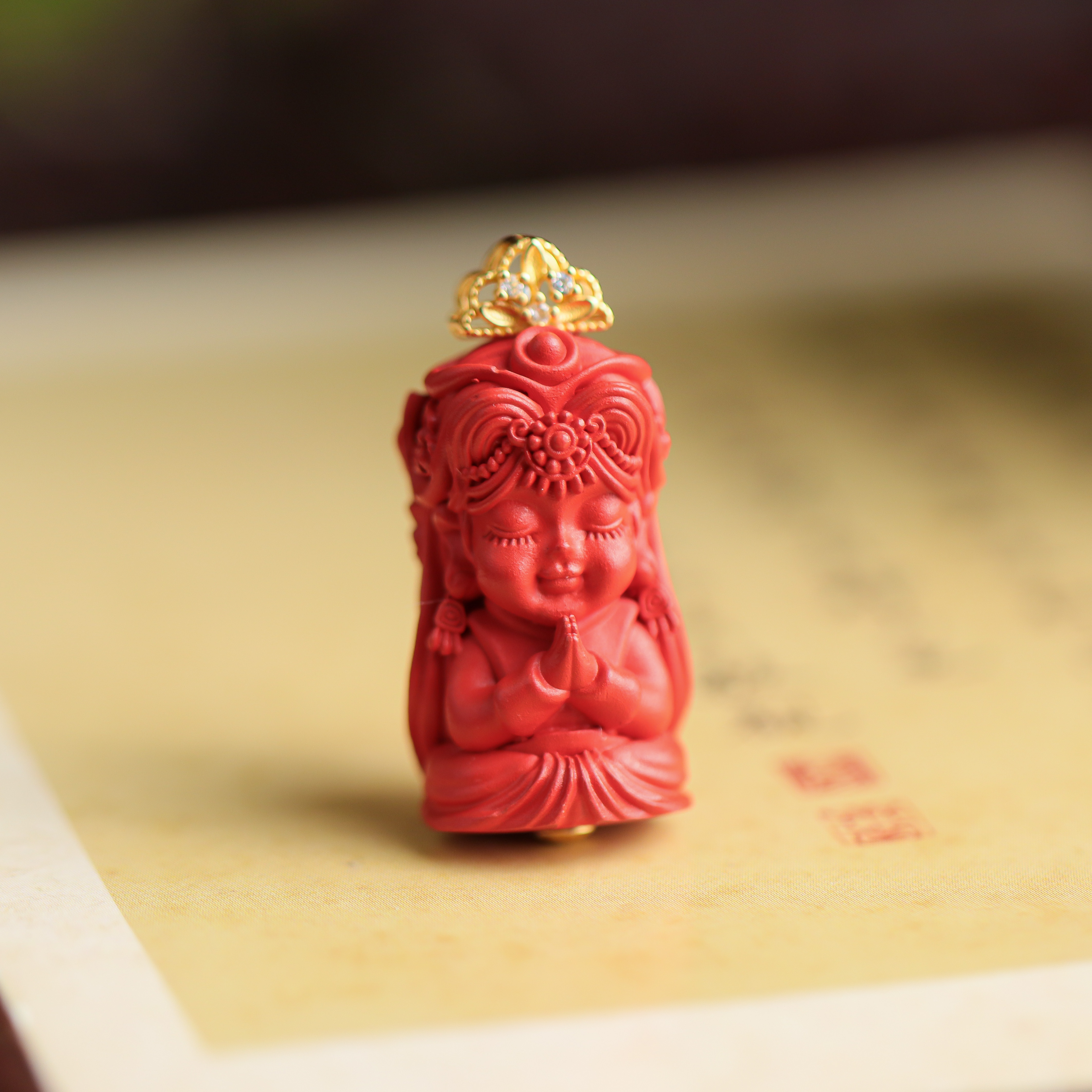 含辰砂工艺品S925银镶嵌朱砂工艺品扎基拉姆女款吊坠  不含链