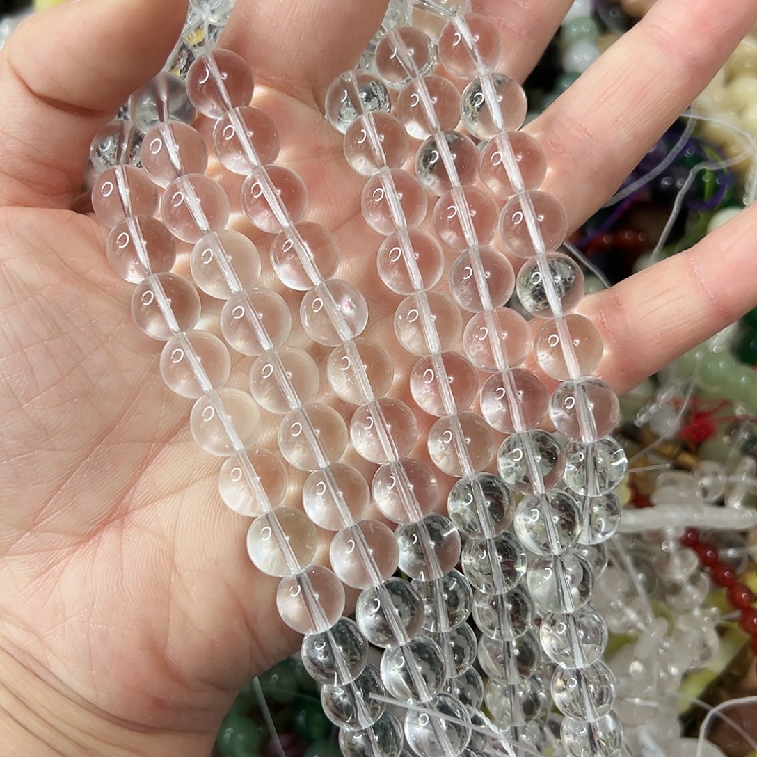 玛瑙/玉髓未镶嵌珠宝半成品，卡10 压电白水晶一条