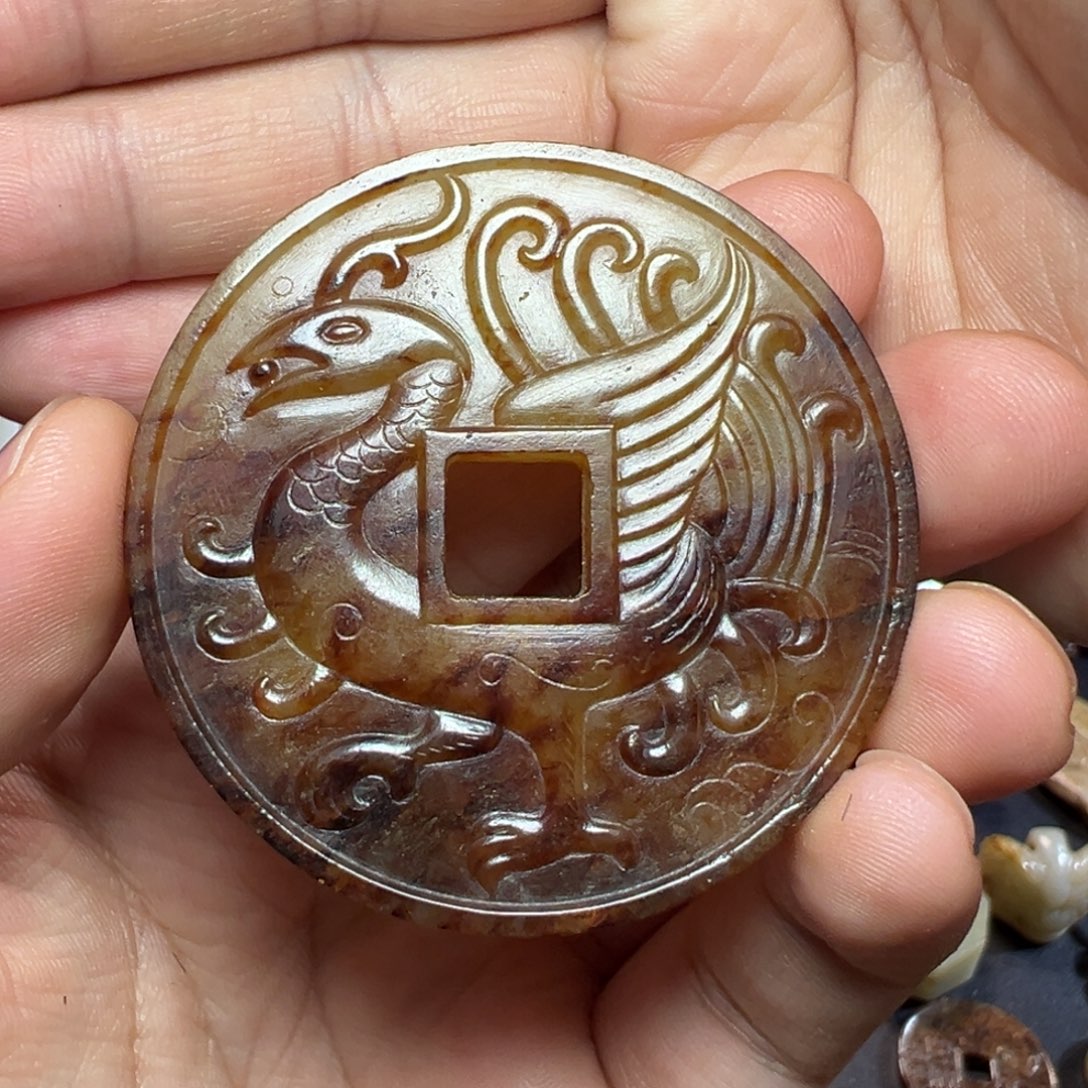 顺***然摆件和田玉。朱雀壁1246