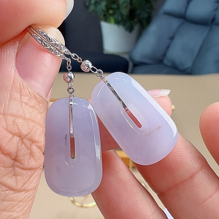 翡翠18K金镶嵌耳饰耳饰