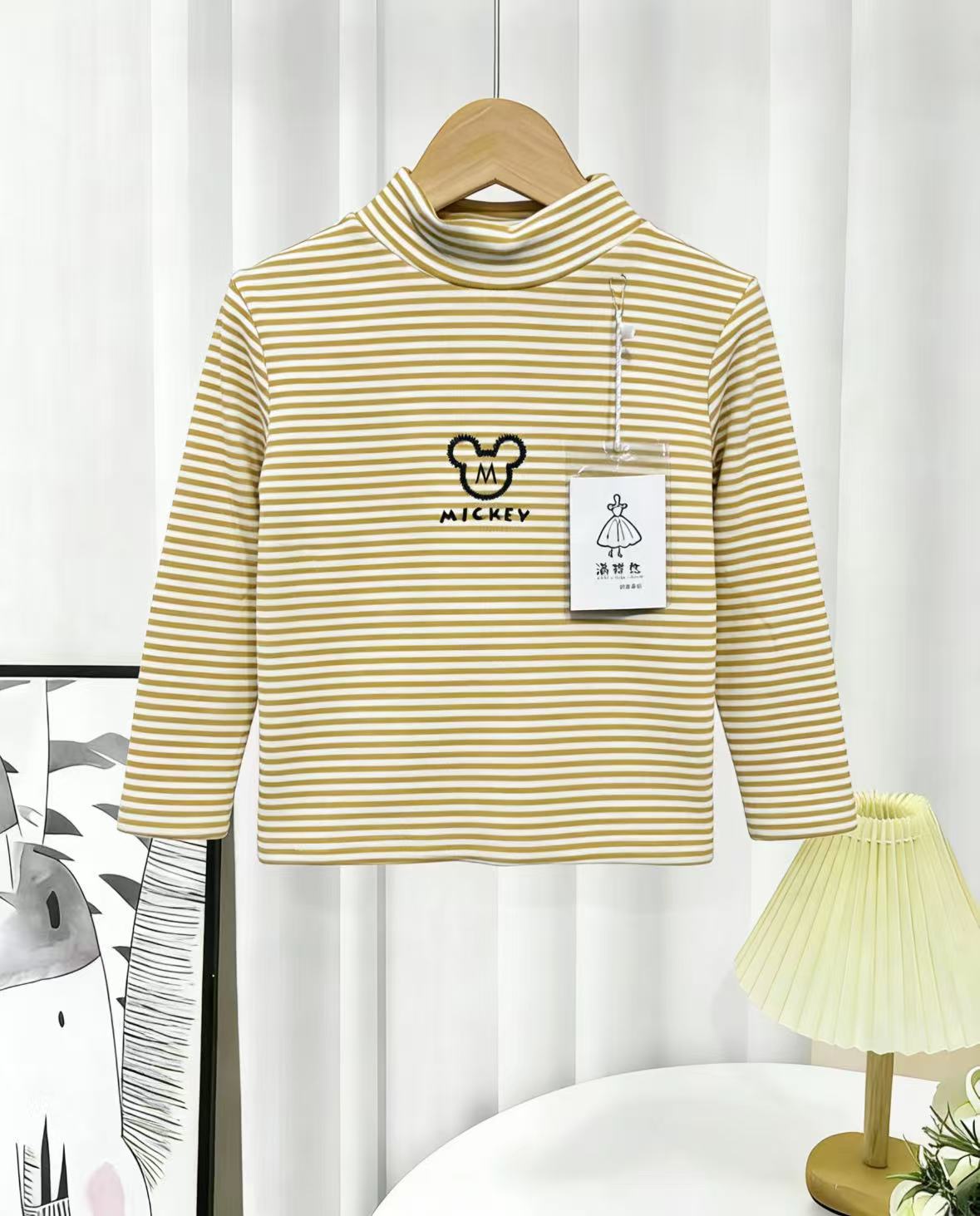 男女童休闲风秋冬季半高领条纹打底衫