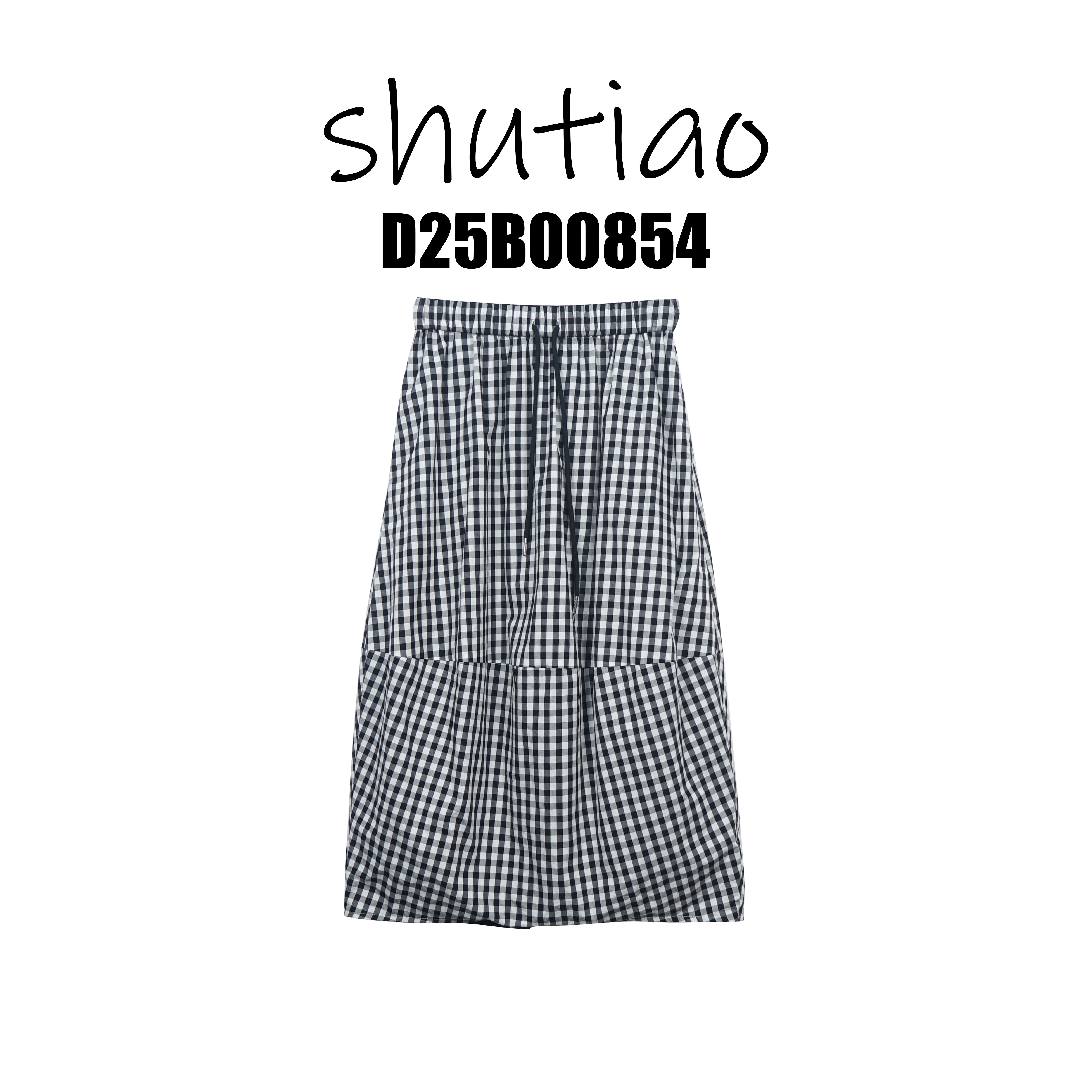 【SHUTIAO】2025夏季：新款小众设计款格子裙子D25B00854