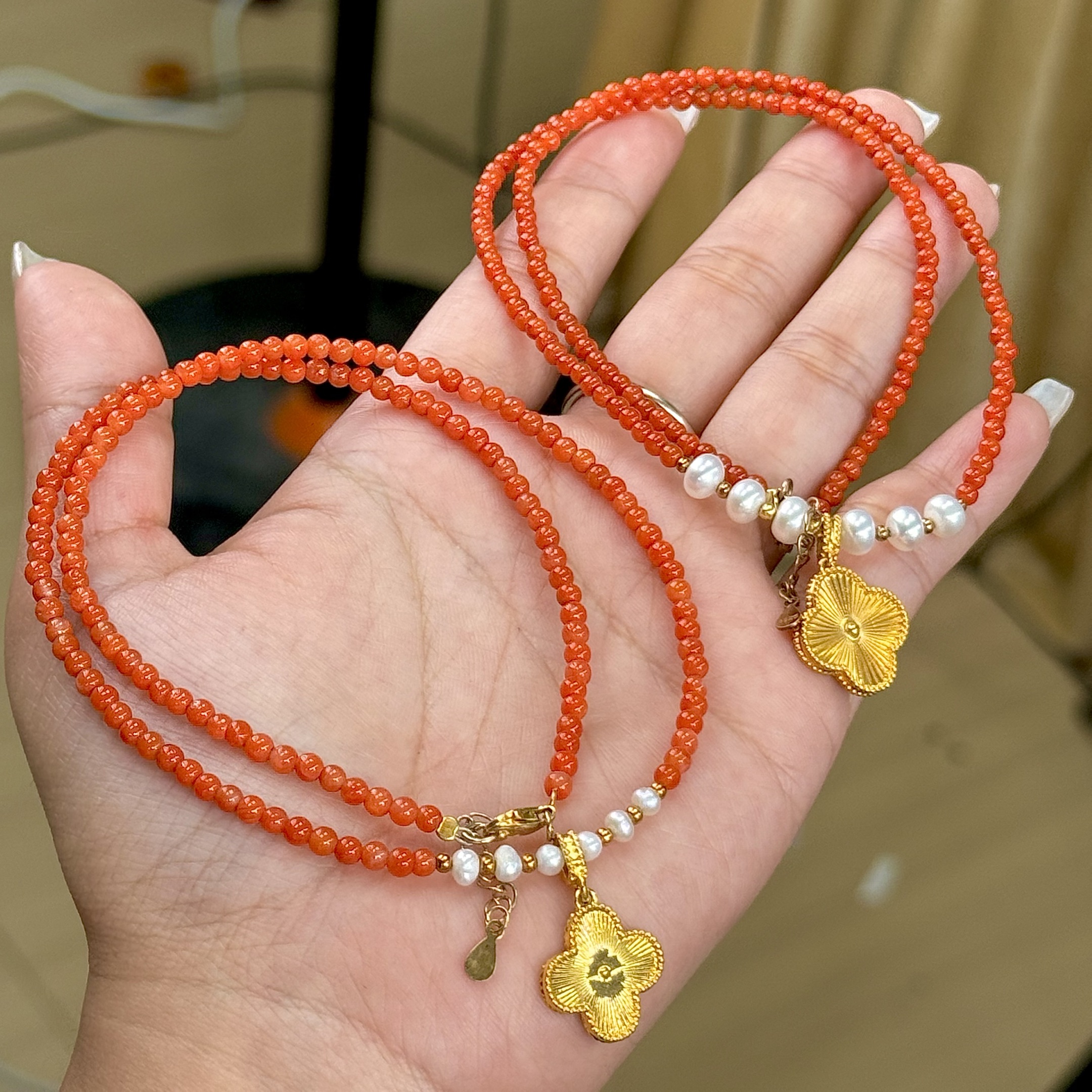 【ZY】18k金南红玛瑙DIY项链（多样性发其一）