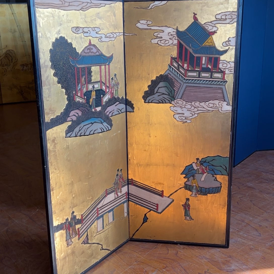绘画屏风框画茶空间设计