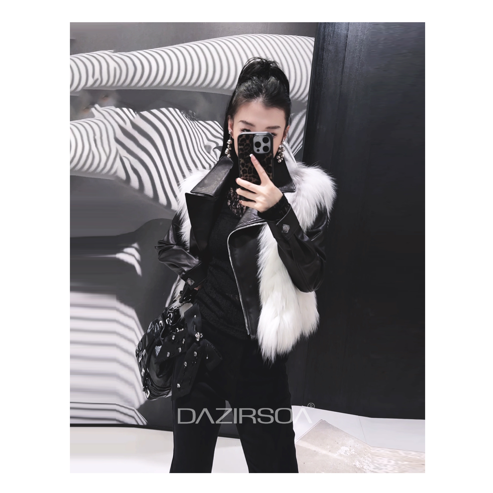 DAZIRSOA/达姿“奢革新生”芬兰SAGA✖️高奢大理石狐狸毛外套 AA976