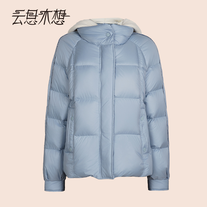 Ysimo-X云思木想 晓云飞雪 新款宽松可拆卸毛织连帽羽绒服14463