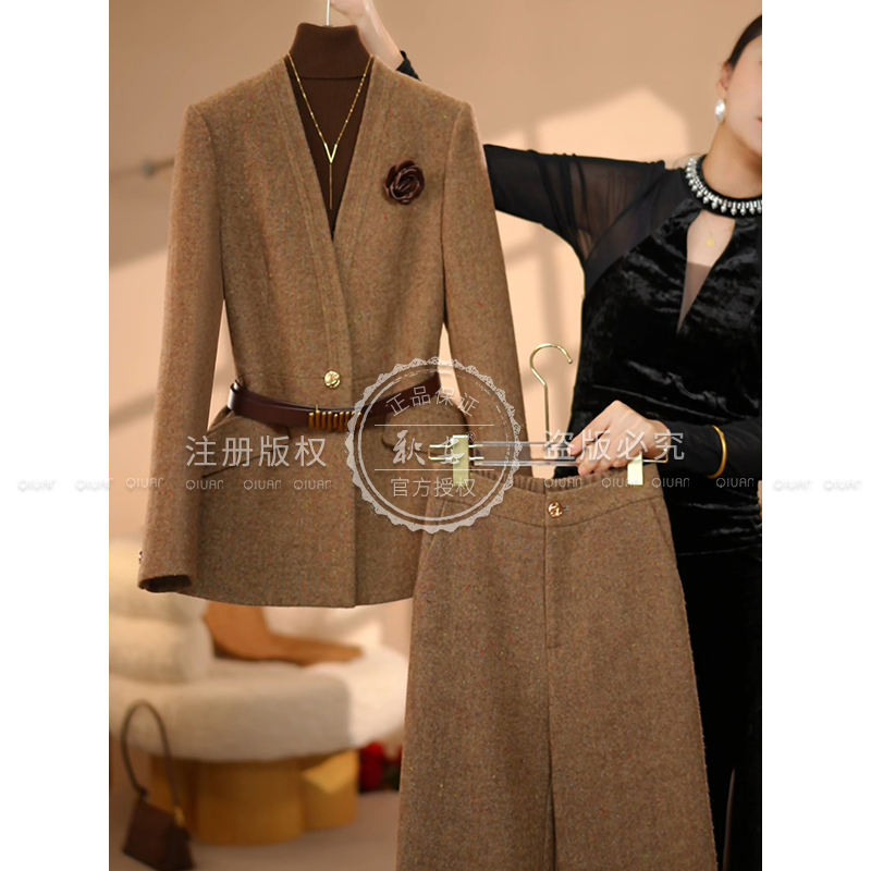 【AMNK服饰】2025秋冬新款咖驼色高级简约设计师系列修身西装外套