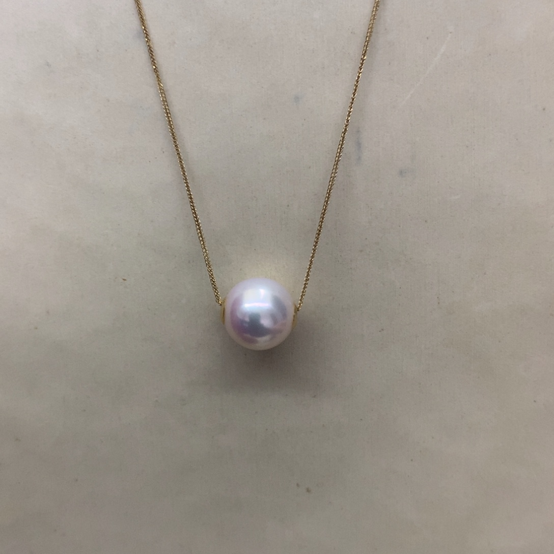 18K金镶嵌颈饰海水珍珠9-9.5akoya路路通