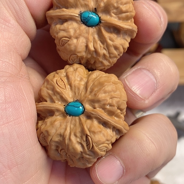 把件文玩核桃福利蛤蟆头雕刻金币题材带镶嵌