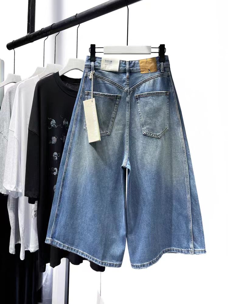 SU【149】花87 愫余  高级感侧拼接显瘦小众时尚牛仔裤七分阔腿裤女