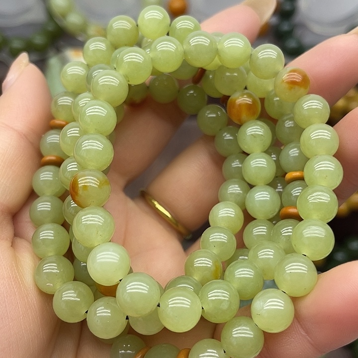 岫岩河磨玉（透闪石质玉）未镶嵌颈饰108粒