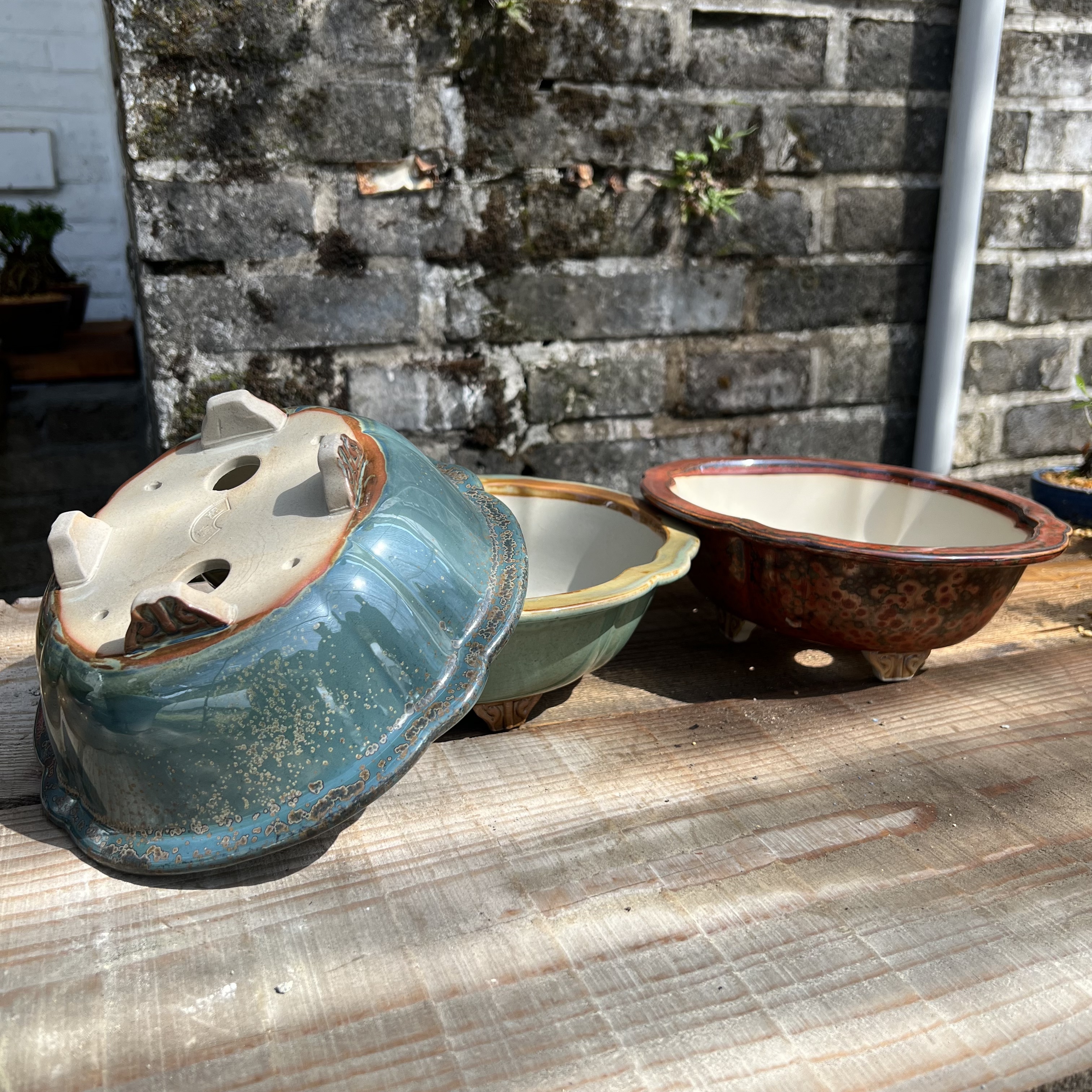 28号-莲花釉盆 外径22*20*7.2 高温窑变盆景花盆