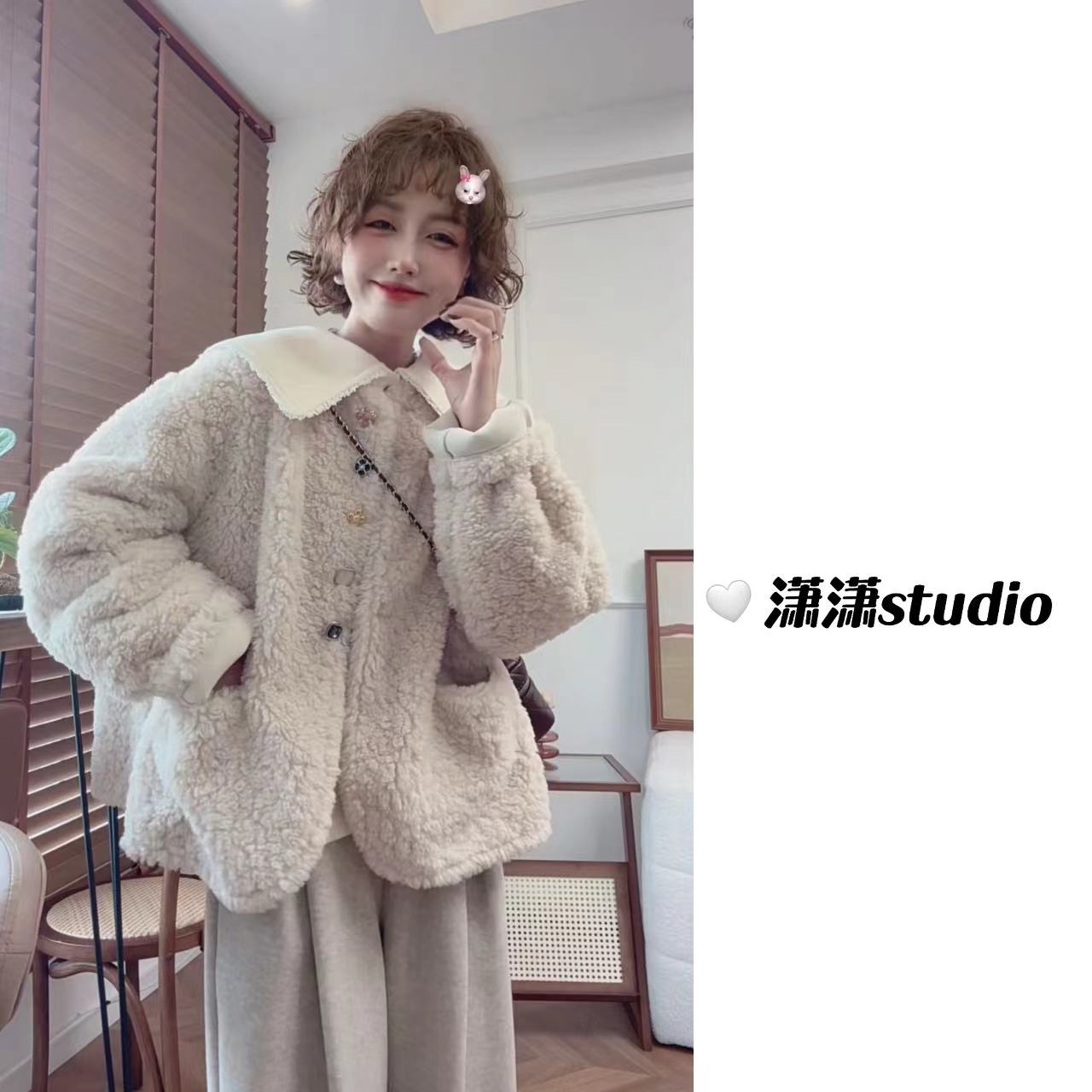 【金属扣小香】【韩系百搭】【毛毛又厚又软】潇潇自制毛毛外套XS2661