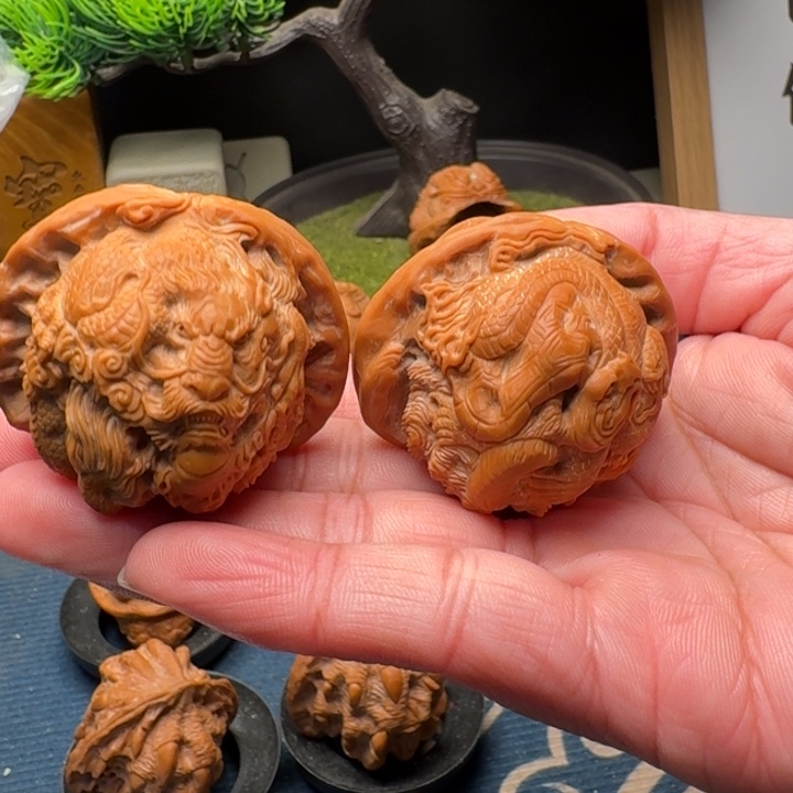 城***风手串/手链核桃白狮子核桃雕刻四神兽