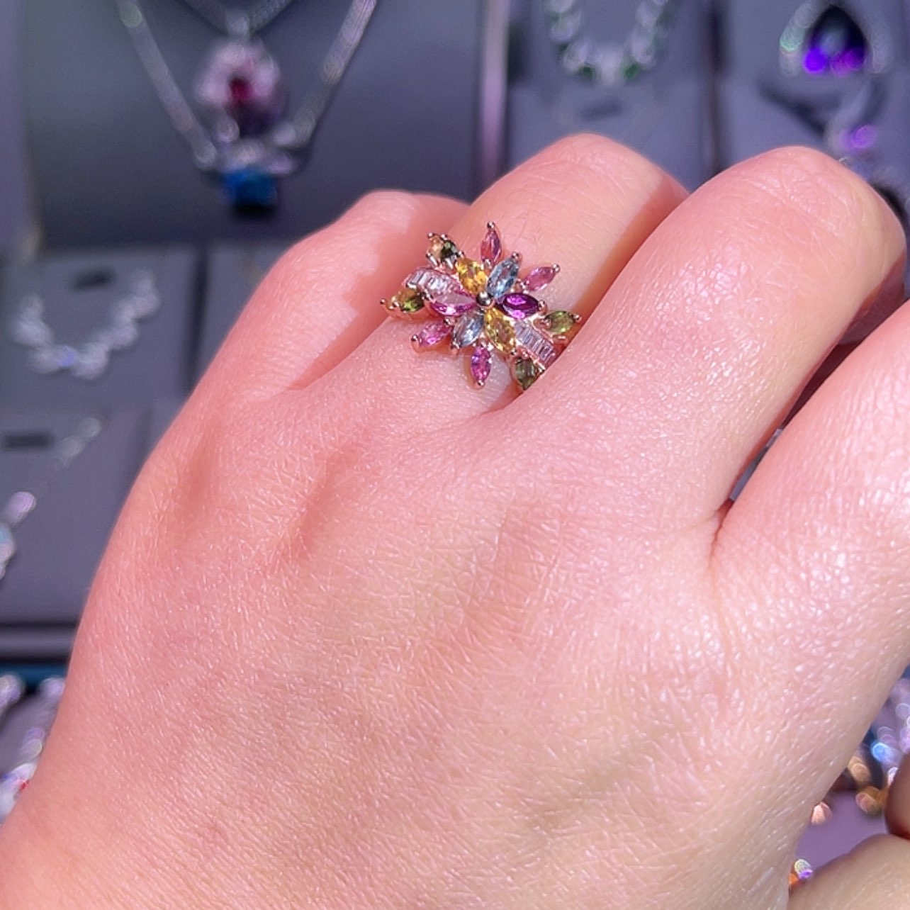 【闪购商品】碧玺戒指银S925镶嵌戒指