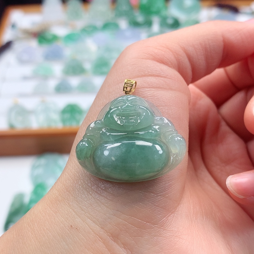 【闪购商品】翡翠吊坠(赠链)18K金镶嵌