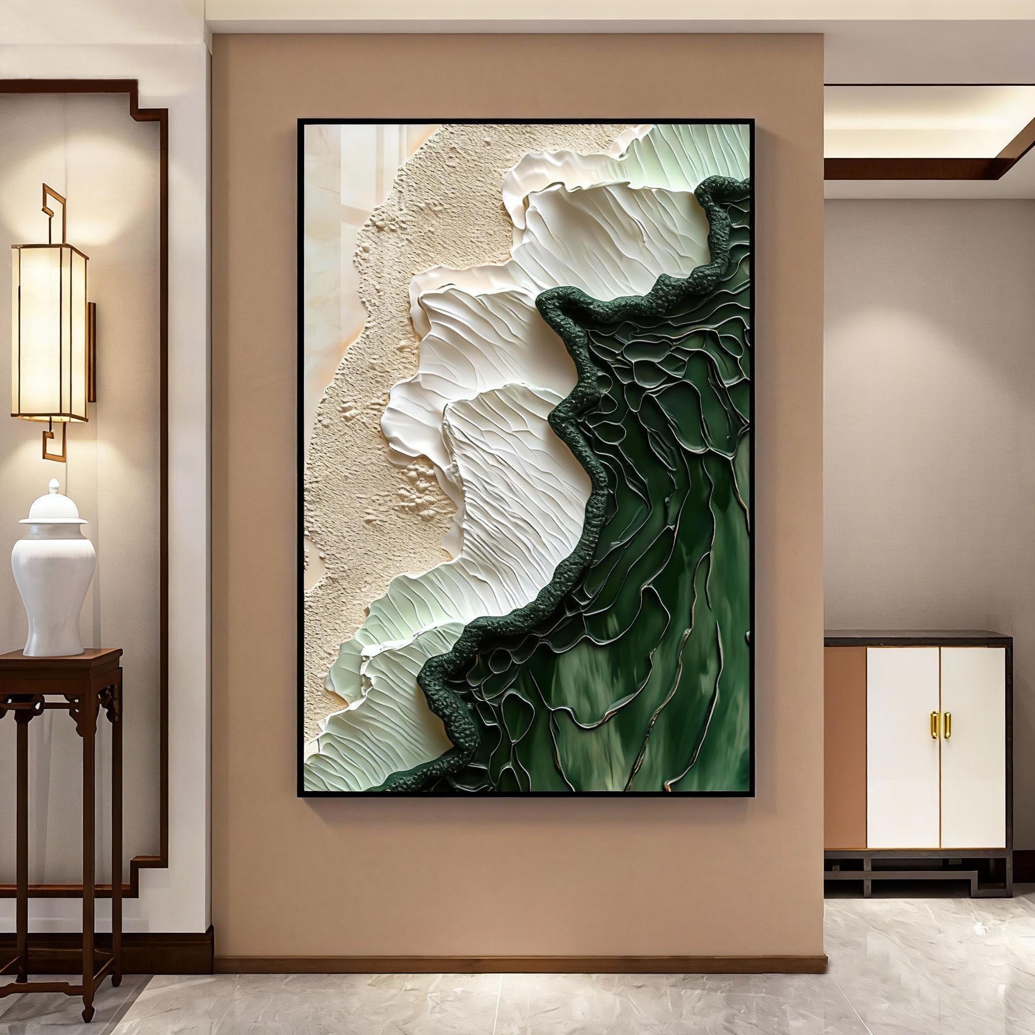 客厅装饰画现代简约立体挂画轻奢高级感壁画背景墙餐厅挂画砂岩画