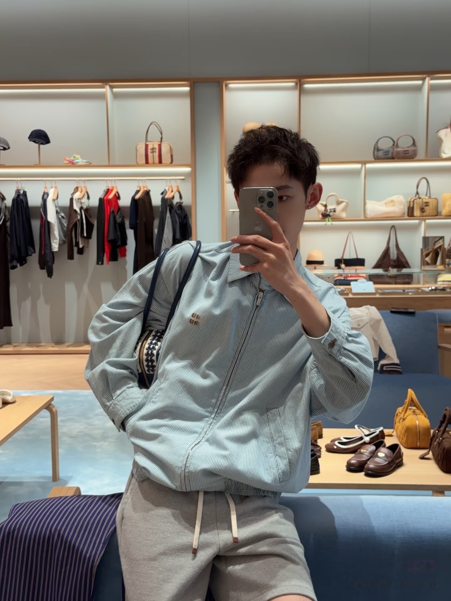 【MM拉链外套】纯棉软牛仔条纹拉链外套男女同款