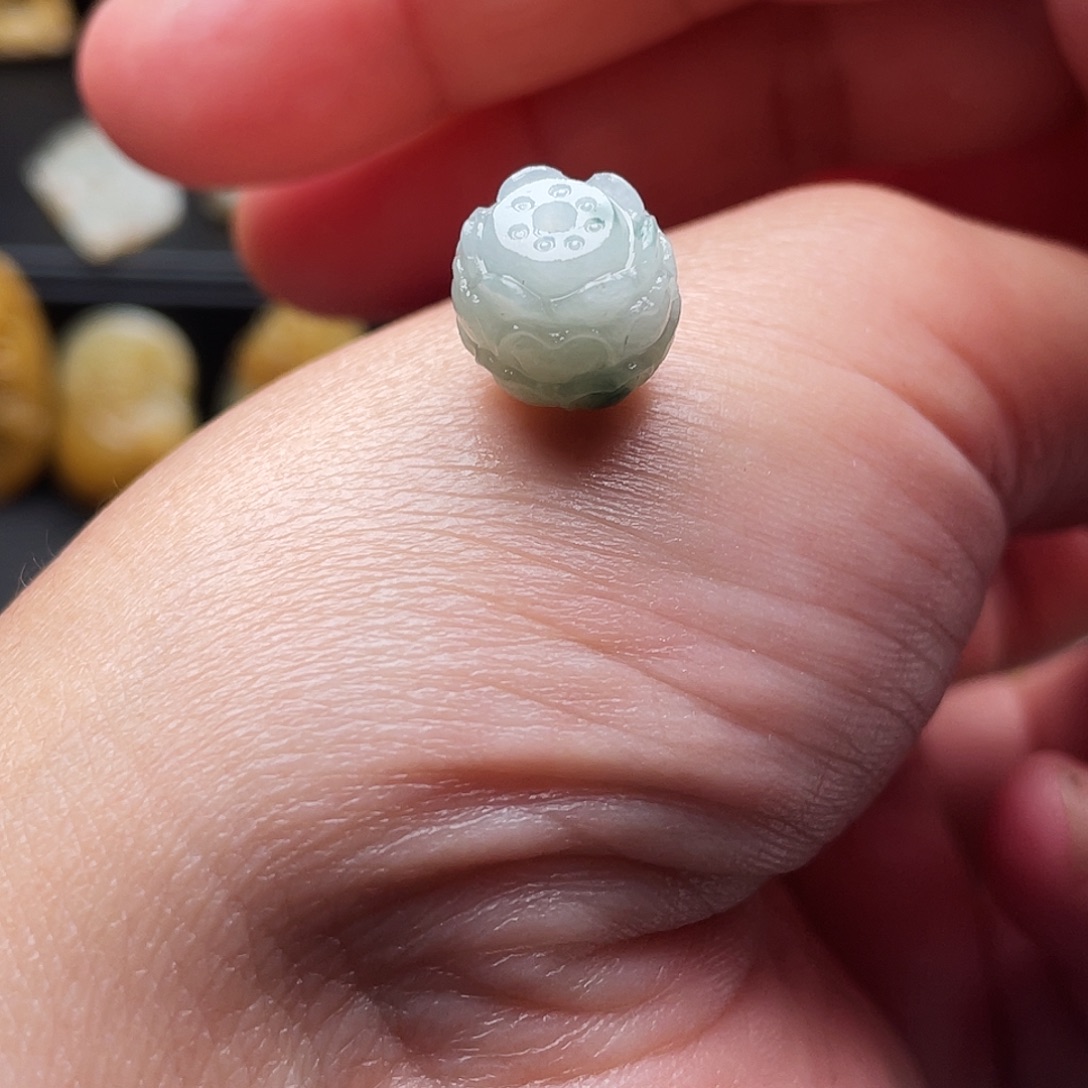 定制翡翠未镶嵌翡翠莲花珠