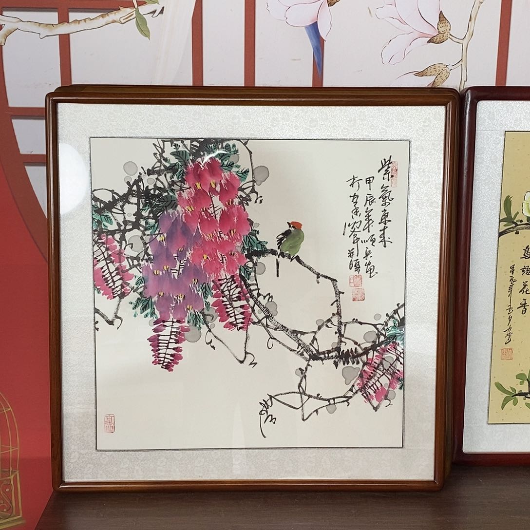 国画带框尺寸63✖️63手绘包邮