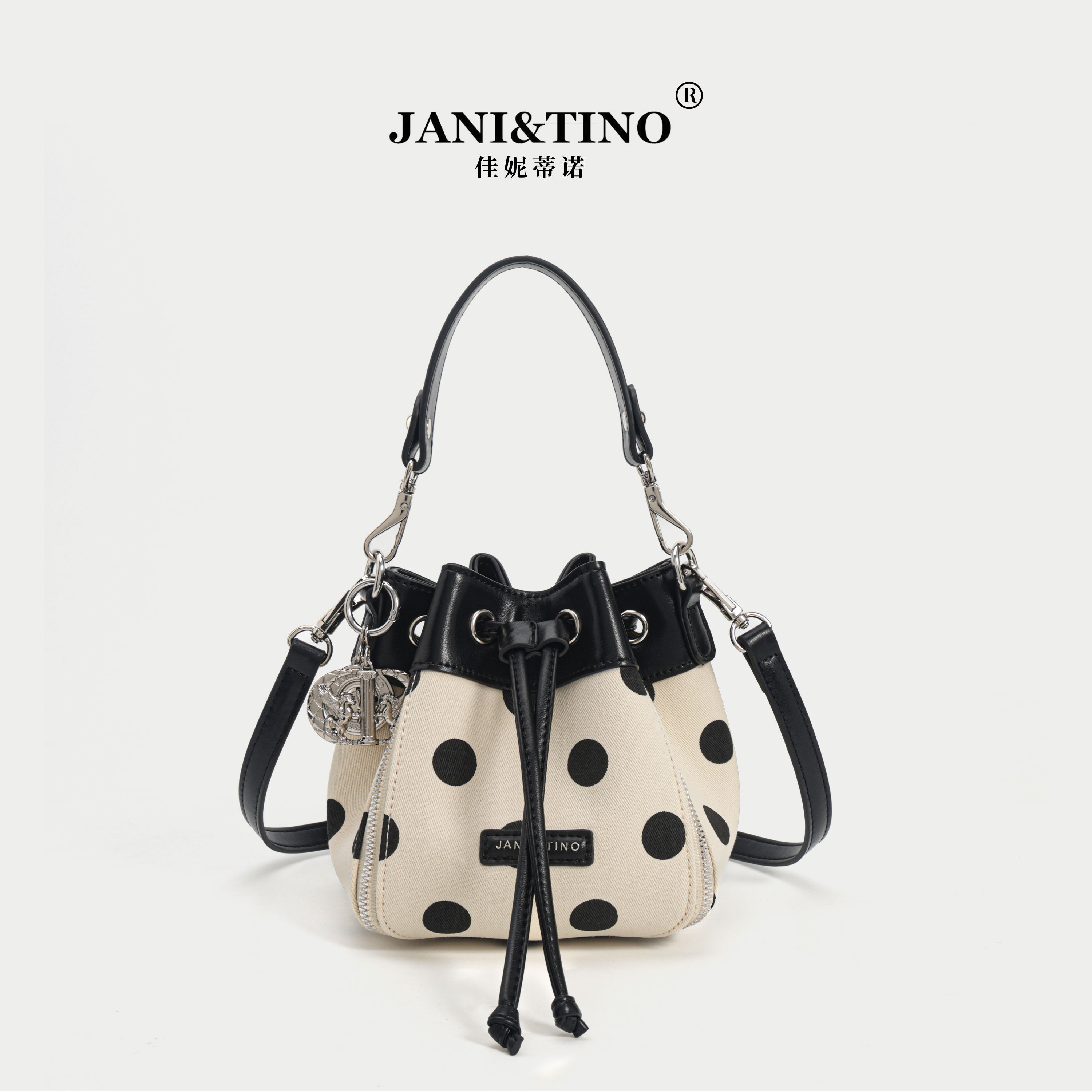 JANITINO/佳妮蒂诺姗姗家当季新款单肩包时尚手提包8624波点