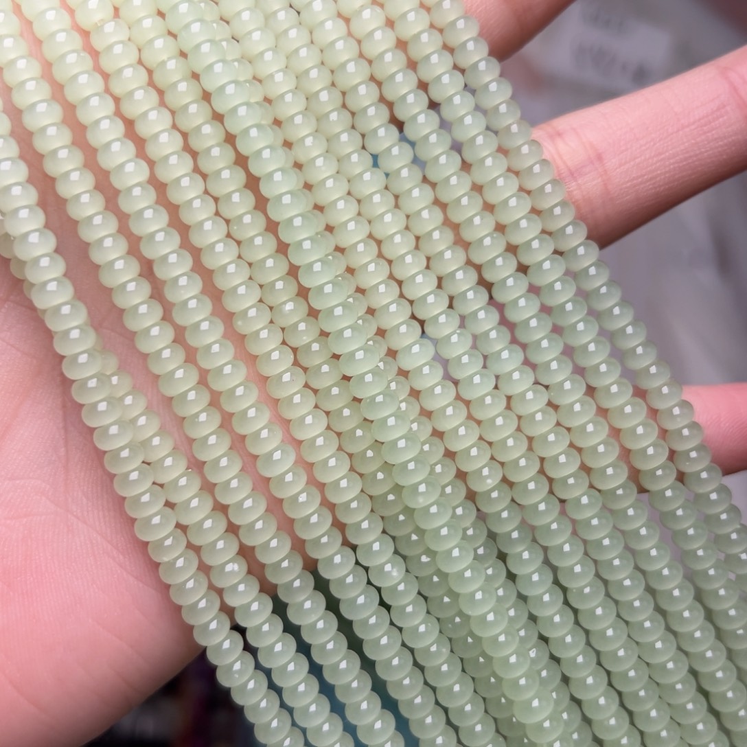 玛瑙/玉髓合金珠宝半成品K455。4.5mm青玉算盘珠两条