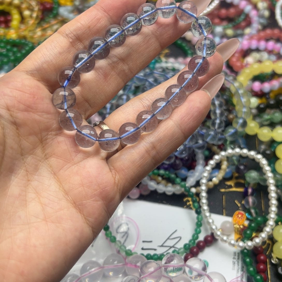 烟晶手链未镶嵌蓝啊塞