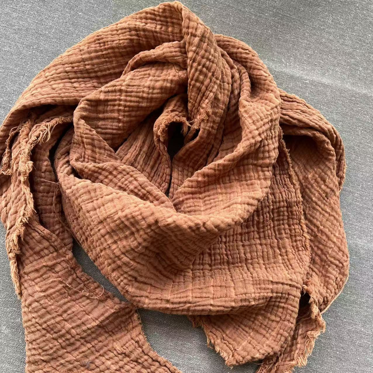 围巾  重磅机理麻三角围巾