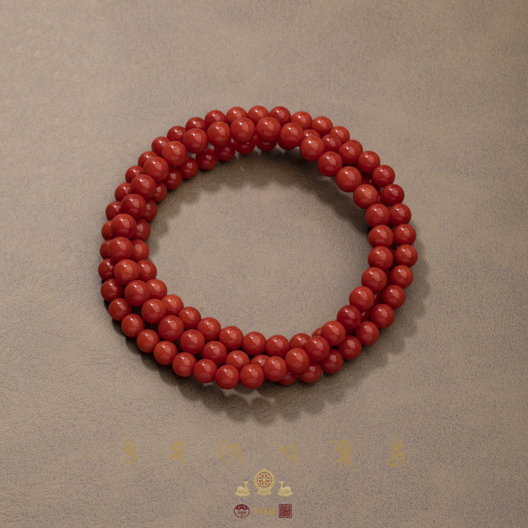 XLGG34/红珊瑚108圆珠多圈手串（多样性发）