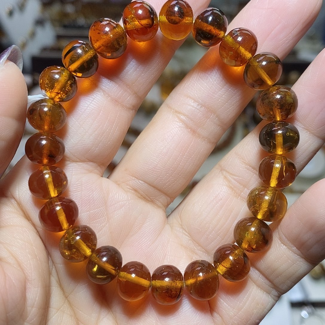 琥珀未镶嵌裸石豆油红9m