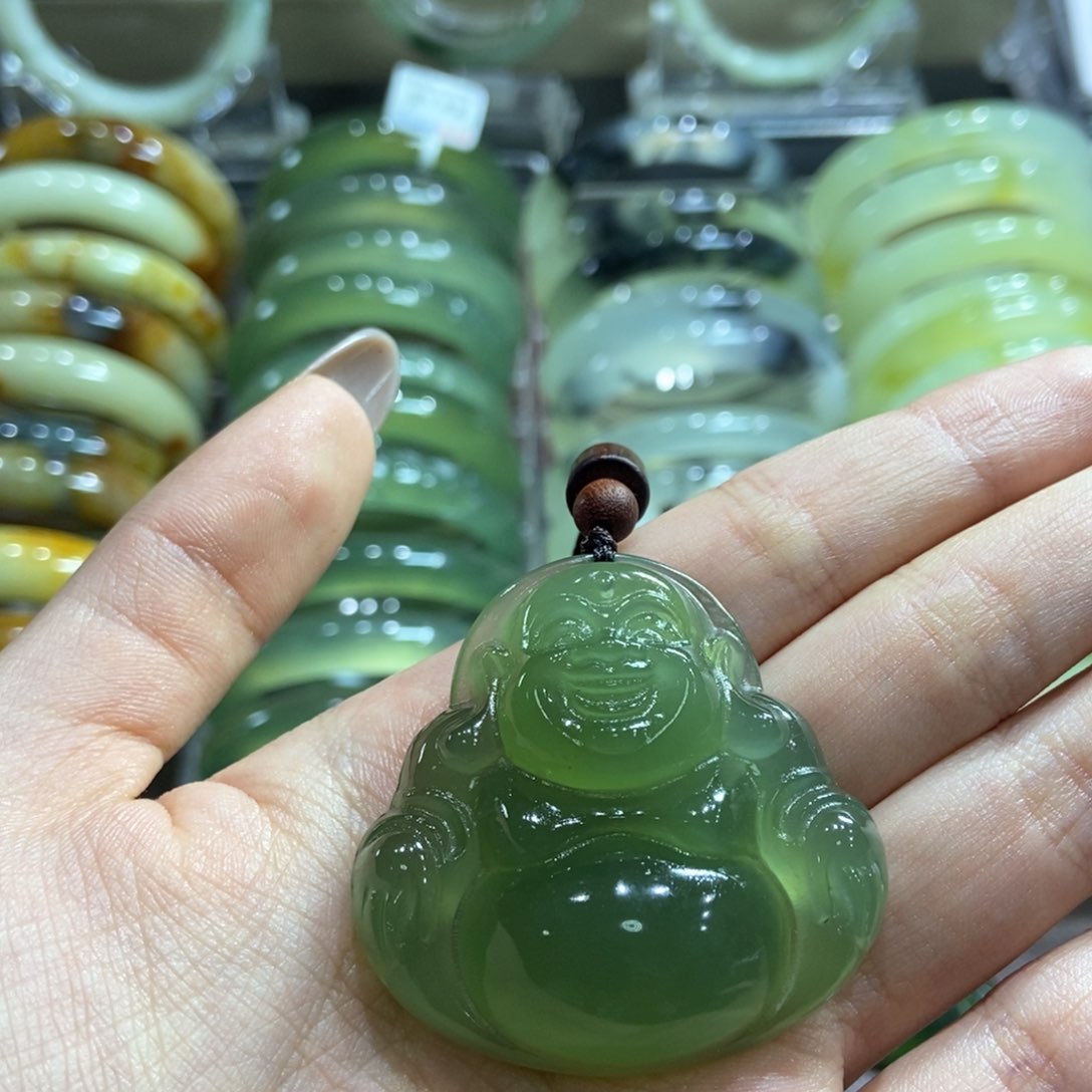 蛇纹石玉手镯未镶嵌福****ฅ