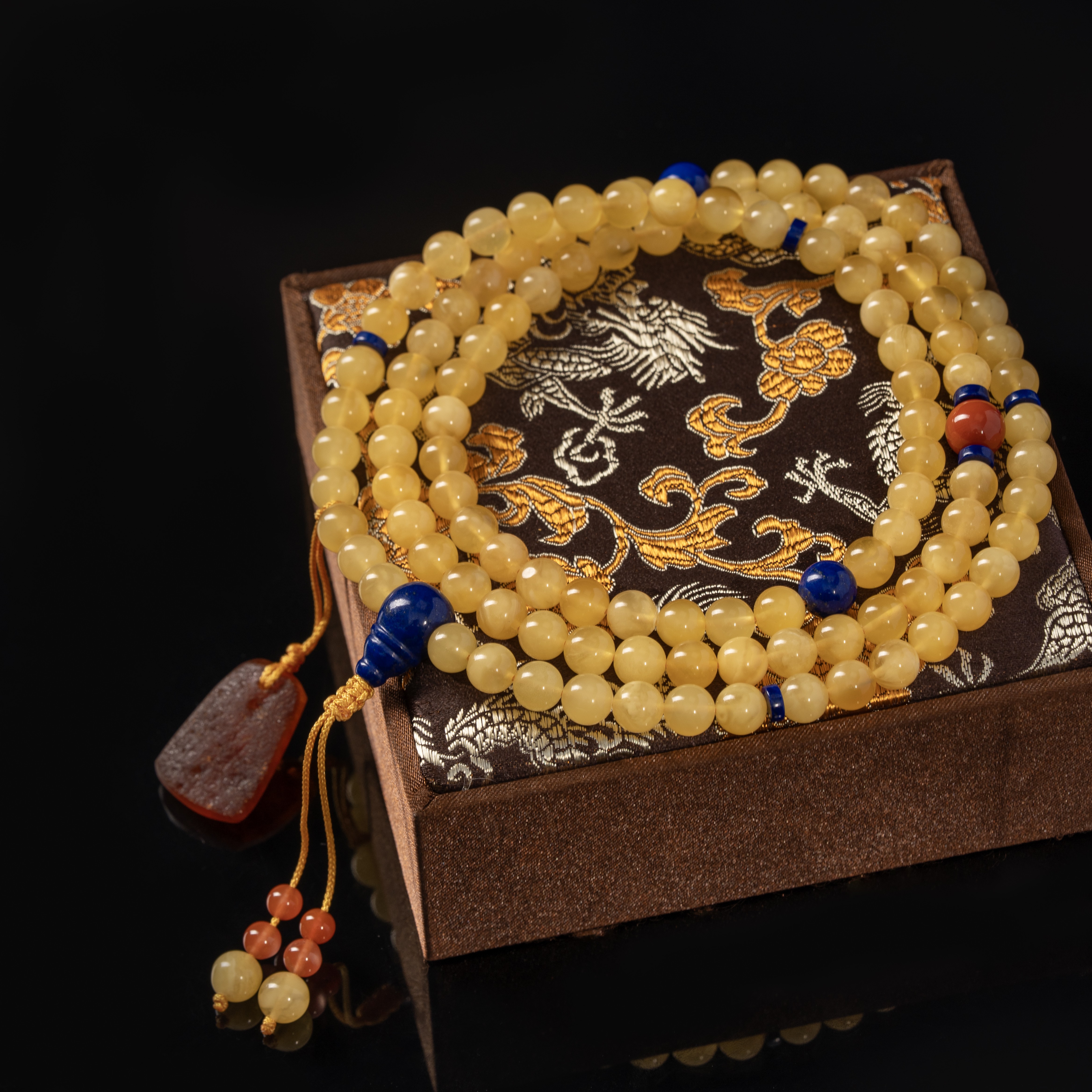 天然俄料蜜蜡8mm108念珠佛珠手链手持手串