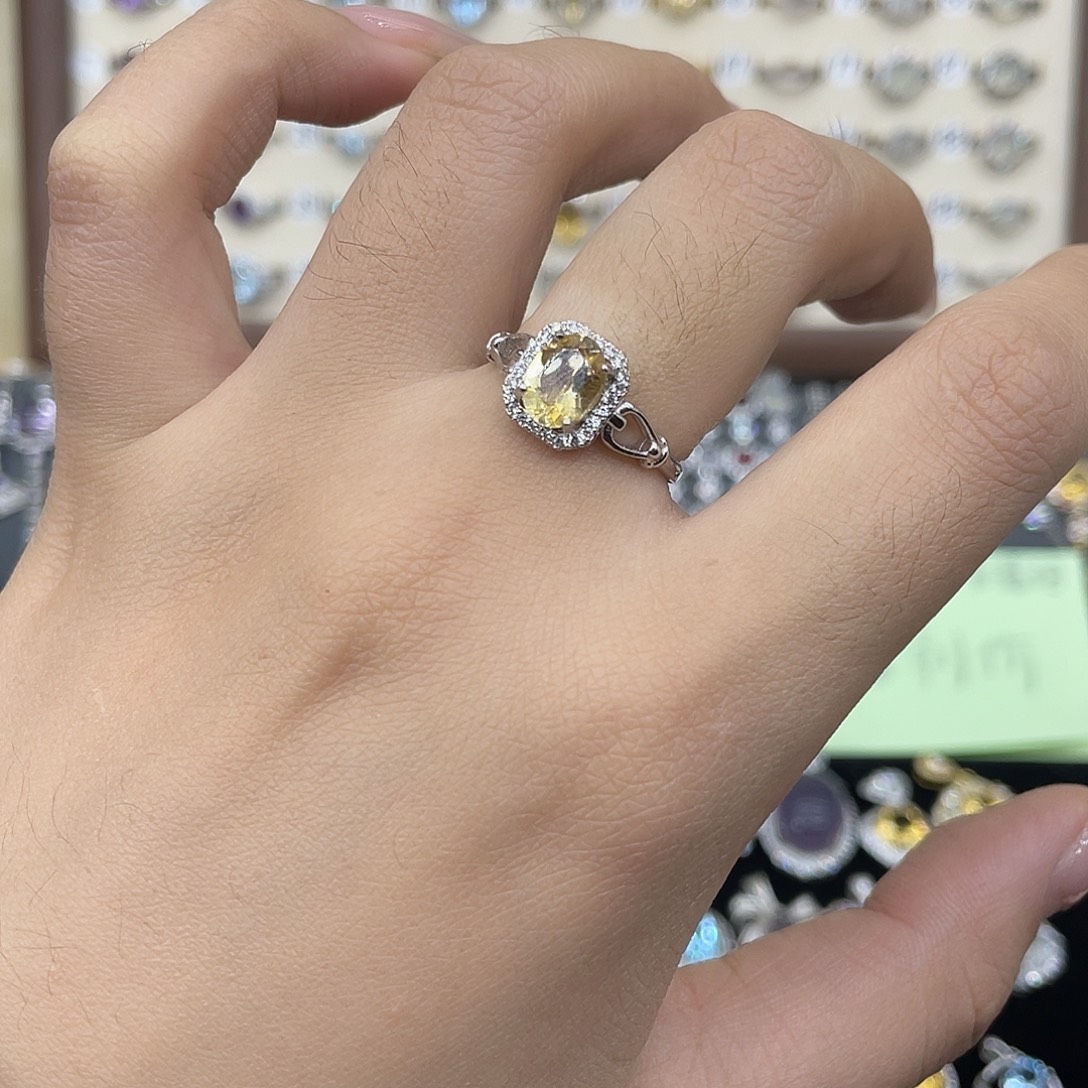 戒指银S925镶嵌黄晶