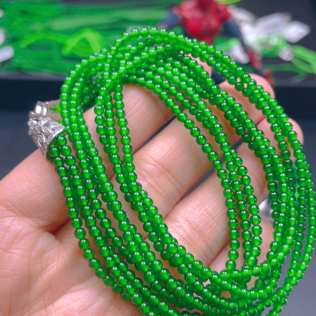 翡翠项链银S925镶嵌，1