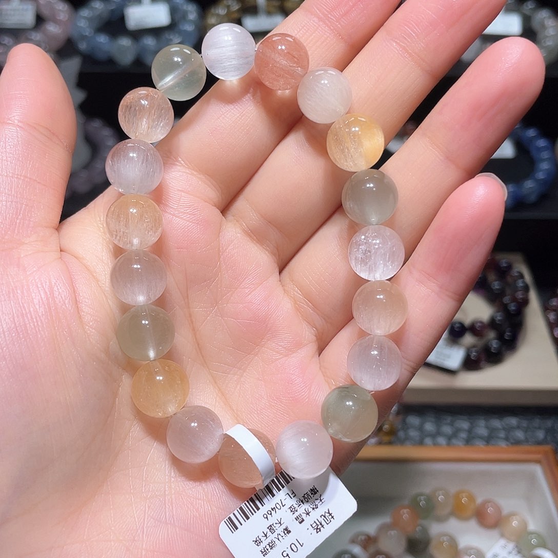 水晶手链未镶嵌兔毛手链，晶体通透