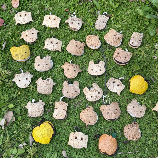 非金属木质吊坠 【手绘小动物】小椰壳挂坠