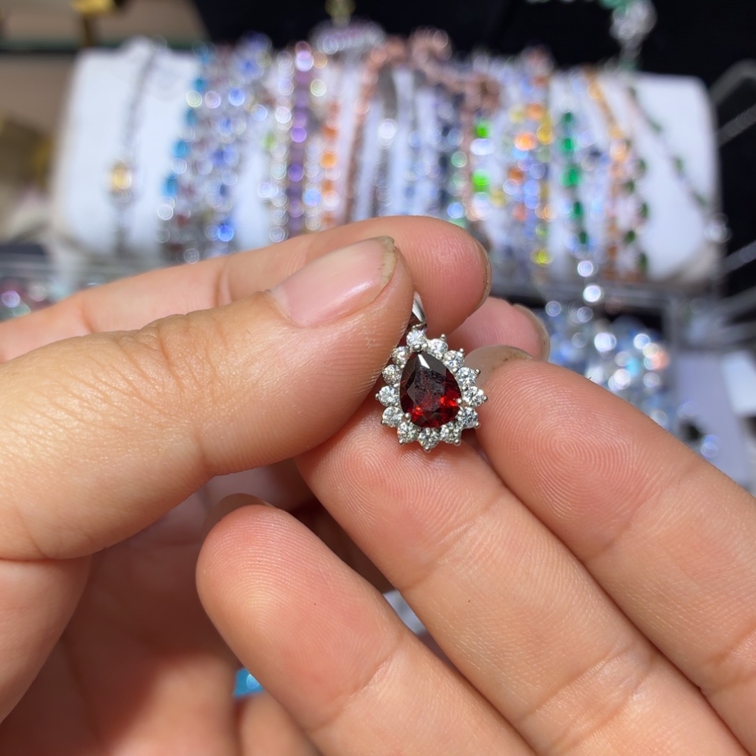 石榴石颈饰银S925镶嵌