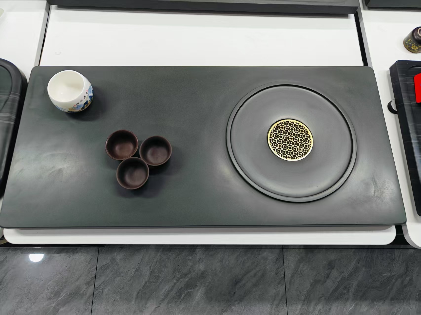 天罗绿干泡台茶盘轻奢家用简约大道至简石茶盘