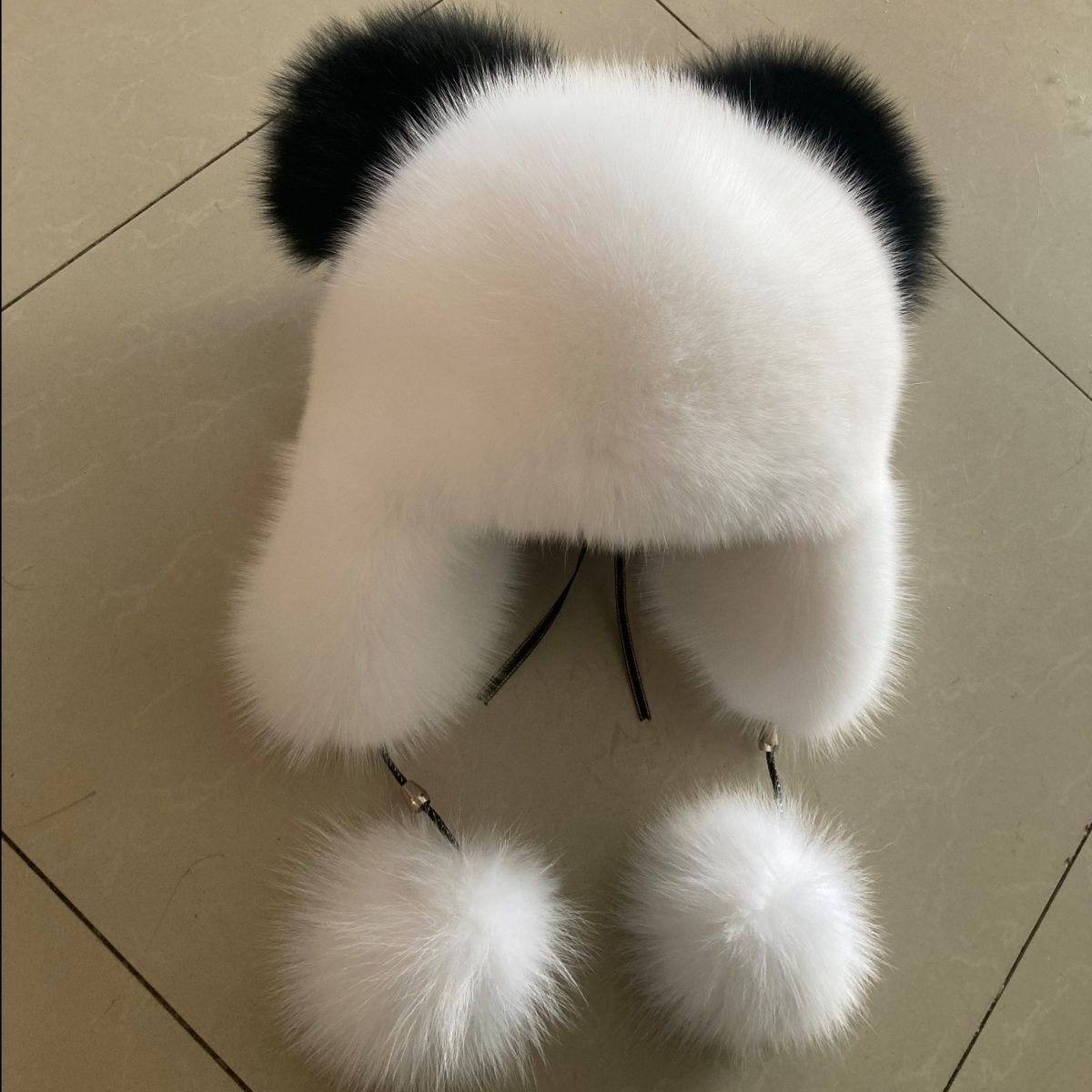 网红狐狸毛小浣熊熊猫帽子女霸王帽超萌可爱护耳保暖秋冬儿童亲子