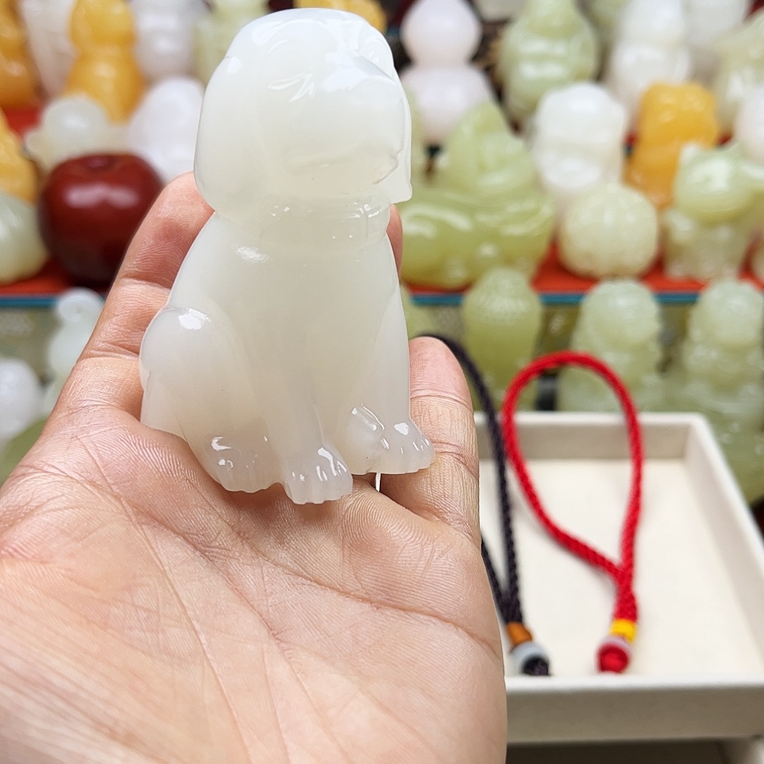 悟***生石材旺财手把摆件