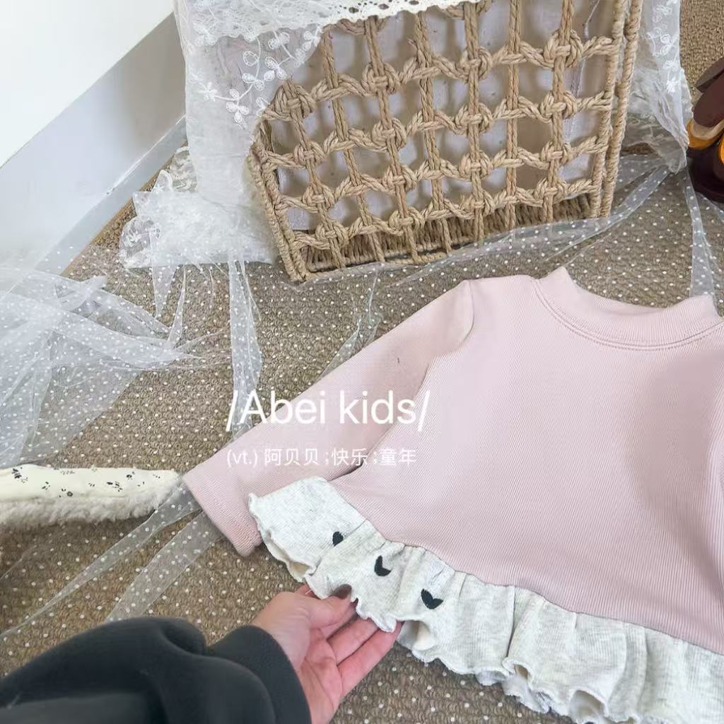 【H3】甜久8892粉色爱心打底加绒 童装