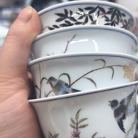 杯子极**蓝景德镇陶瓷主人杯