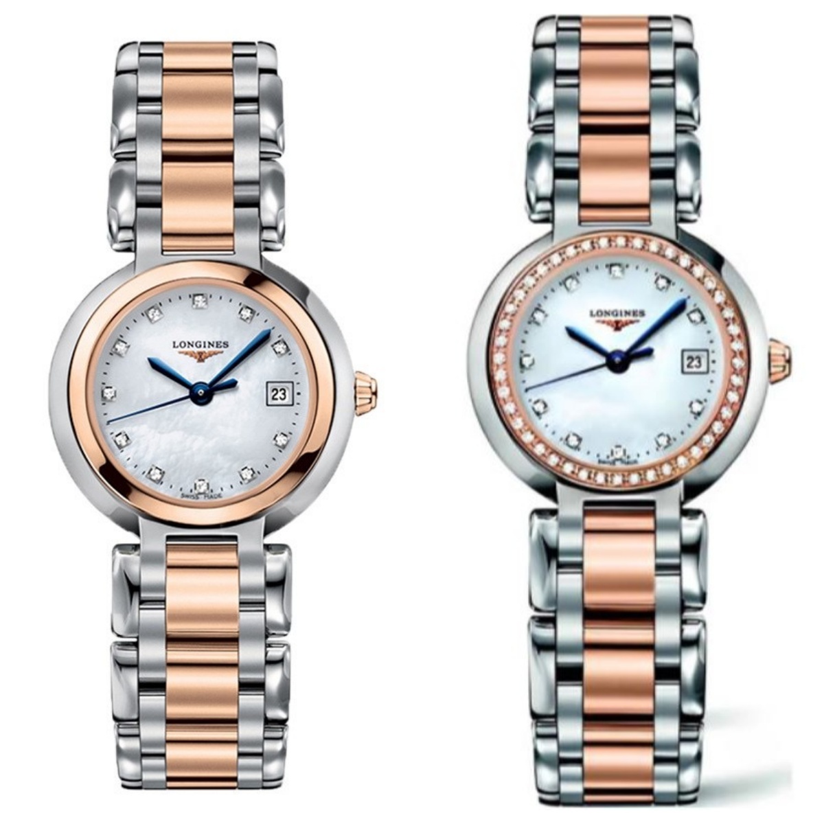 99新 Longines/浪琴 心月110/石英/玫瑰金钻/表径26.5mm/女士表