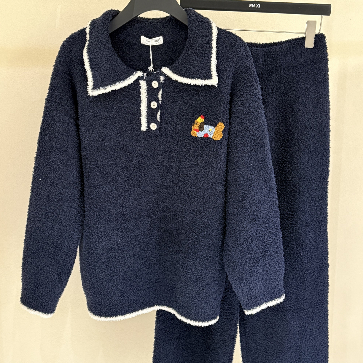 恩熙·韩版新款小狗印花加绒加厚睡衣家居服套装5572