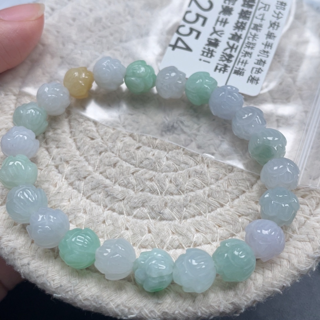 翡翠未镶嵌手链天然A货缅甸翡翠有纹